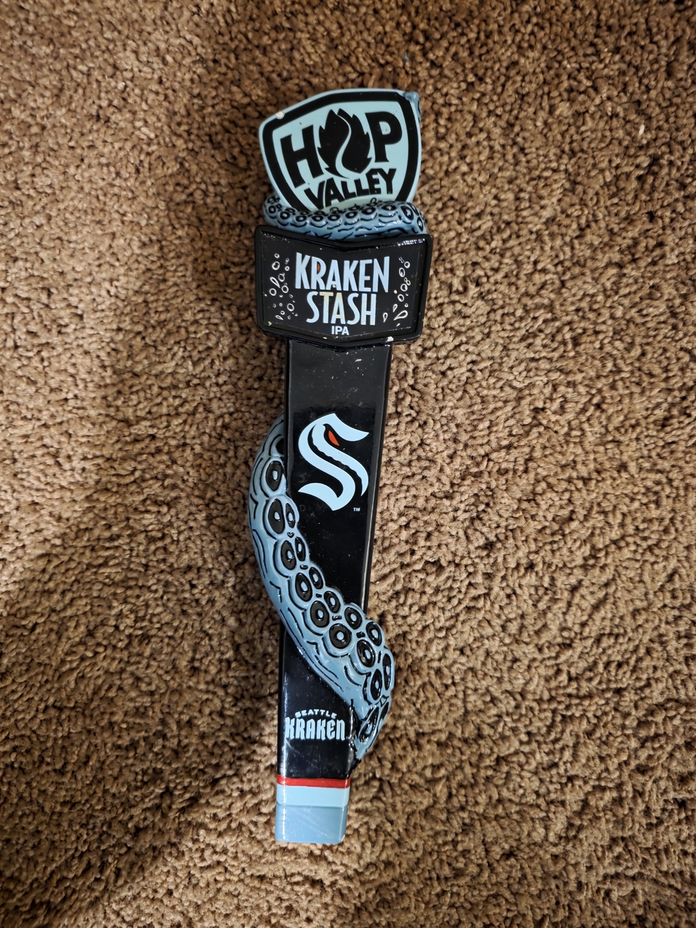Hop Valley Kraken Stash IPA Tap Handle - Black & Light Blue